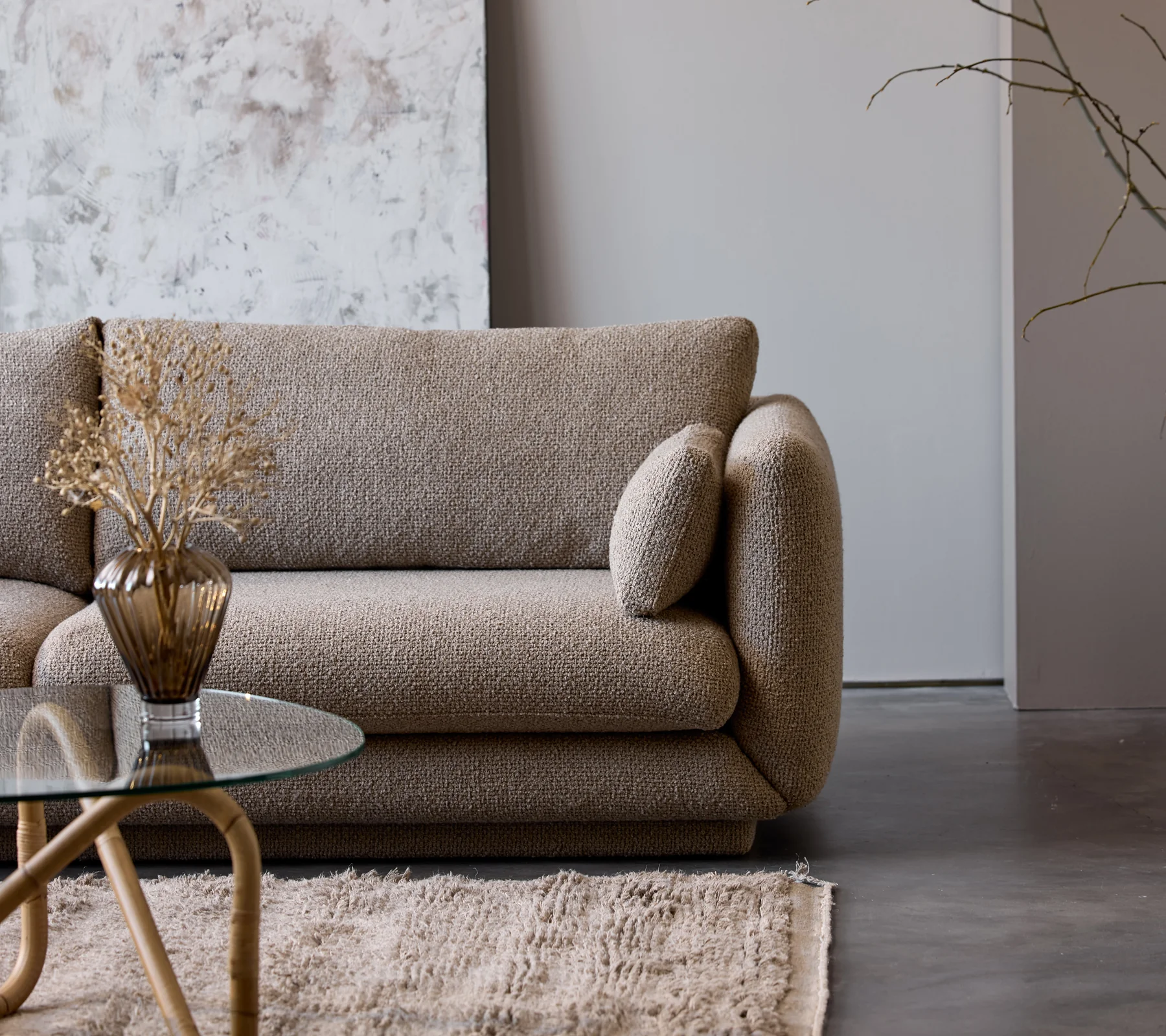 Bloom 2-seater sofa with chaise longue, left and teak legs - Image 3